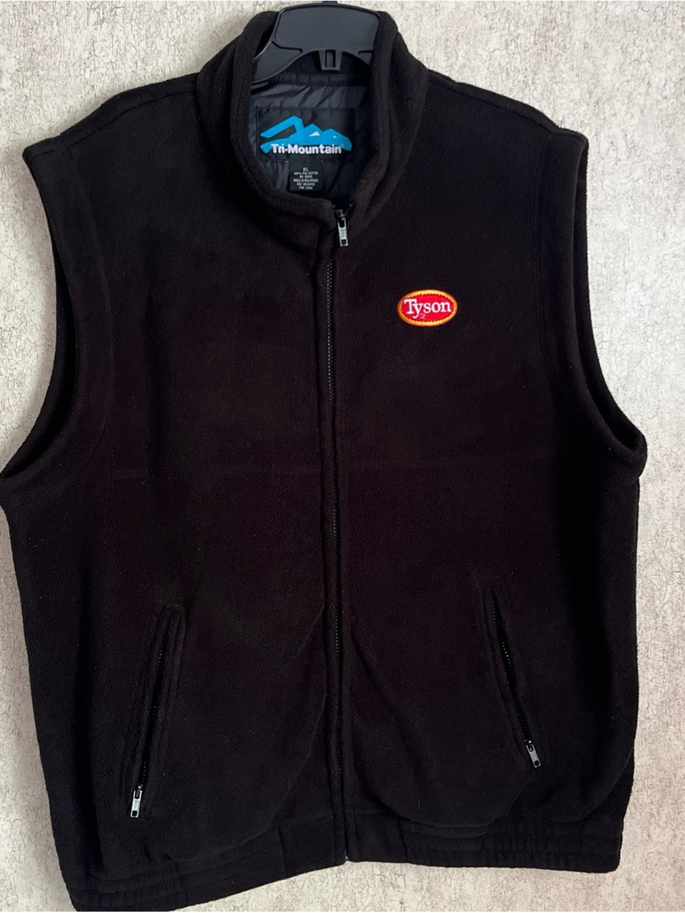Tri-Mountain Tyson Fleece Vest Black Full Zip Logo Mens XL